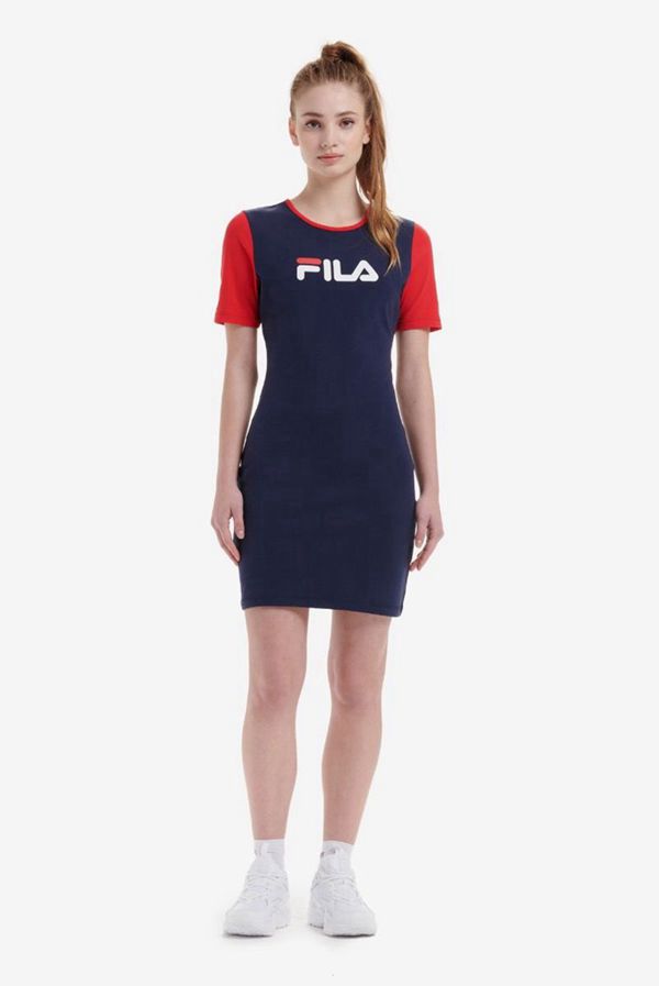 Fila Šaty Damske Námornícka Modrá / Červené / Biele - Rosyln Colour Block Bodycon Vypredaj - Slovaki